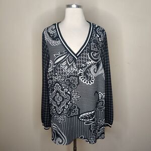 Chenault Black Graphic Tunic Blouse